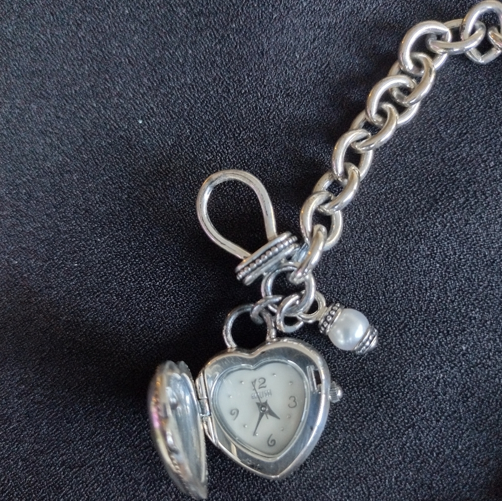 Ecclissi Sterling Silver Rolo Bracelet With Watch Charm - Picture 6 of 10